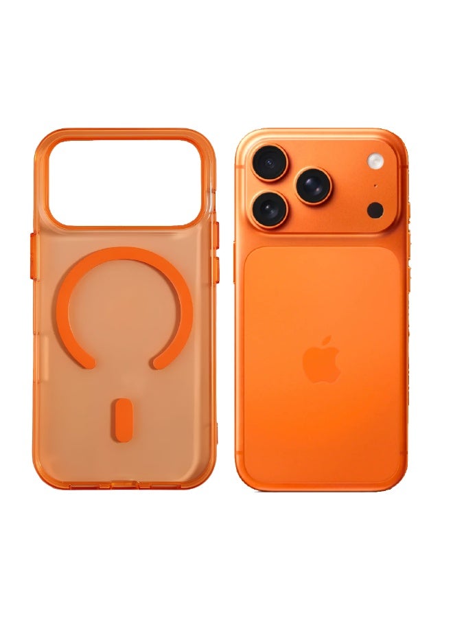 Aztech Original Case For iPhone 17 Pro Clear Fiber MagSafe Case for iPhone 17 Pro | Slim Transparent Protective Cover with Strong Magnetic Lock, Shockproof TPU, Scratch Resistant Back, Camera Protection – Orange - Image 1